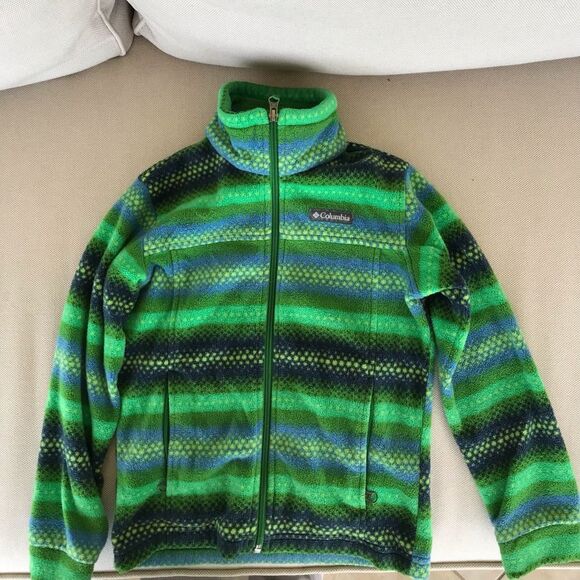 Columbia Vibrant Green and Blue Patterned Jacket - Picture 1 of 7